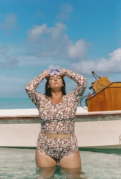 Poppler Rashguard Top - Lei-Brown