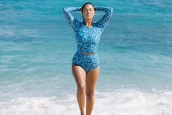 Poppler Rashguard Top - Lei-Blue